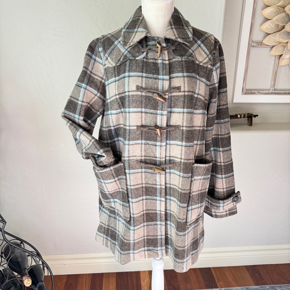 Gap Jacket Womens Plaid Wool Blend Parka Winter‎ Coat Size L